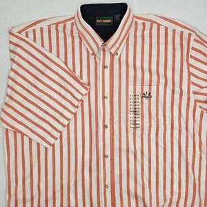 Ivy Crew Men's Short Sleeve Button Down Shirt Size XL Red White Striped...